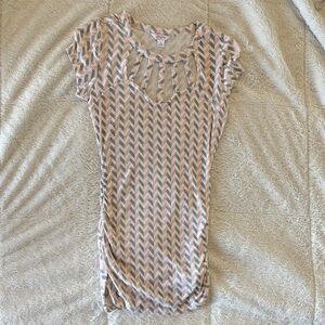 Candie's Pink and White Chevron Short Sleeve Top